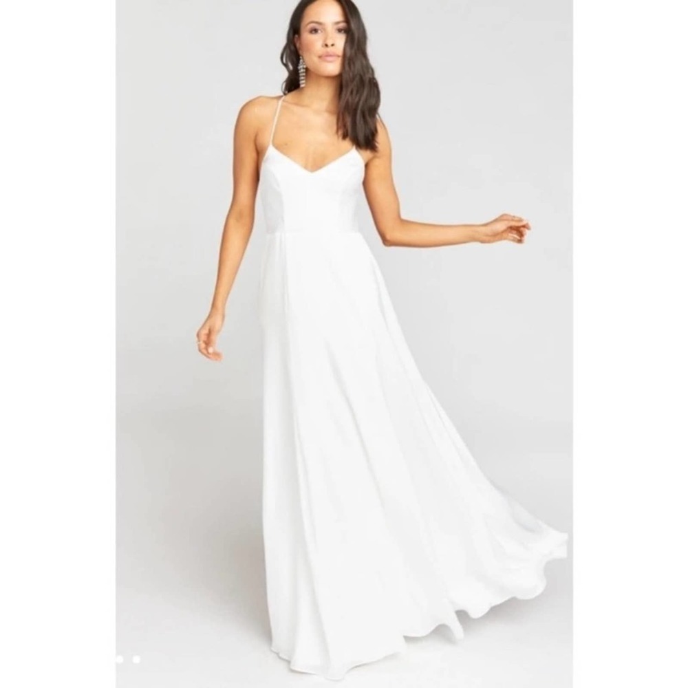 Show me your mumu godshaw goddess ivory satin maxi